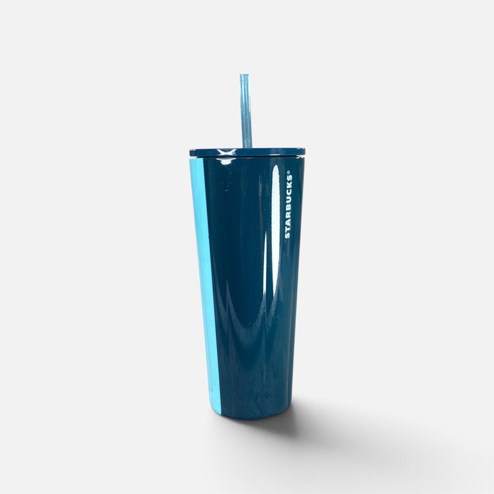 Starbucks 24oz Venti Stainless Steel Cold Cup Tumbler Two Tone Blue Glossy 2022